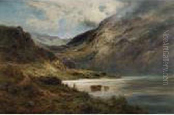 Sunlight In The Highlands Oil Painting by Alfred de Breanski