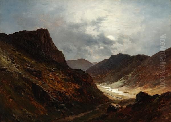 Honister Crag Oil Painting by Alfred de Breanski