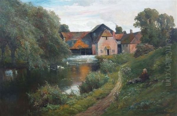 Goring Mill - Goring-on-thames Oil Painting by Alfred de Breanski