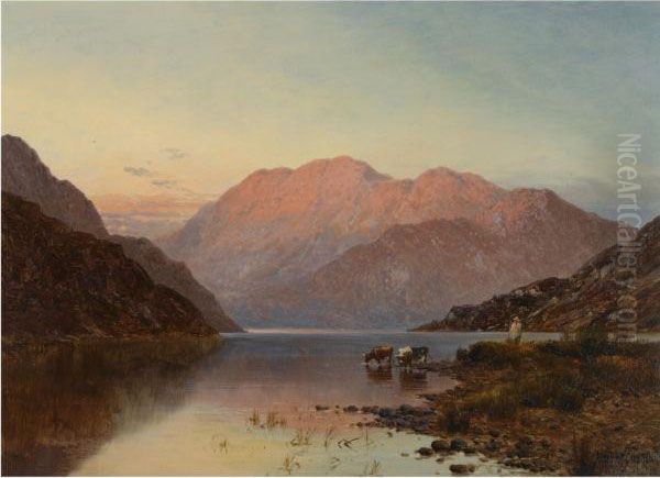 Llyn Gerionedd Oil Painting by Alfred de Breanski