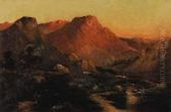 Evening Glow - Near Arrochar Oil Painting by Alfred de Breanski