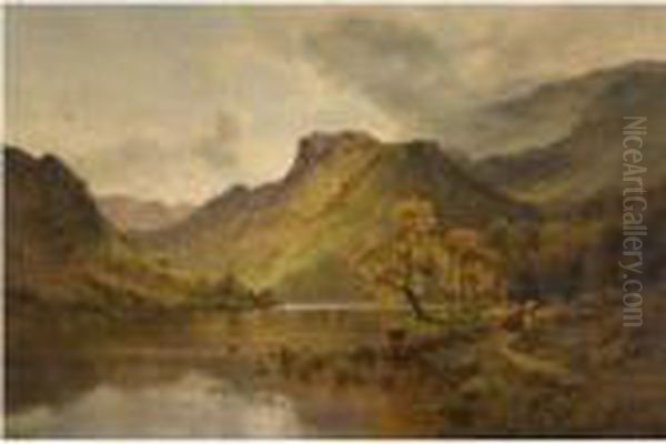 The Gwynant Valley, North Wales Oil Painting by Alfred de Breanski