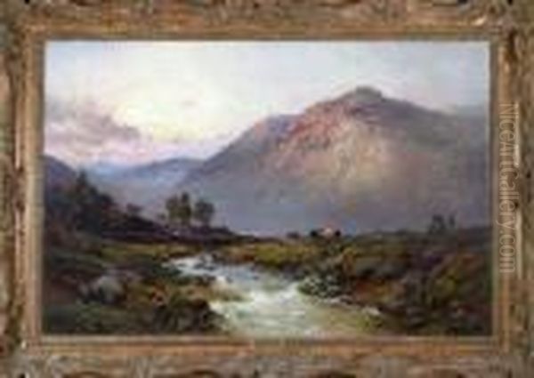 Evening At Lochnagar Oil Painting by Alfred de Breanski