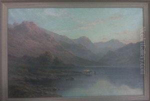 Llyn Dinas, North Wales Oil Painting by Alfred de Breanski