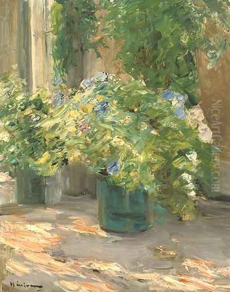 Blumentopfe vor dem Haus Oil Painting by Max Liebermann