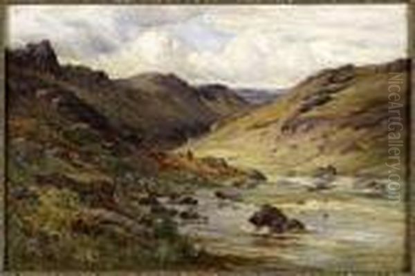 Highland River Valley Oil Painting by Alfred de Breanski