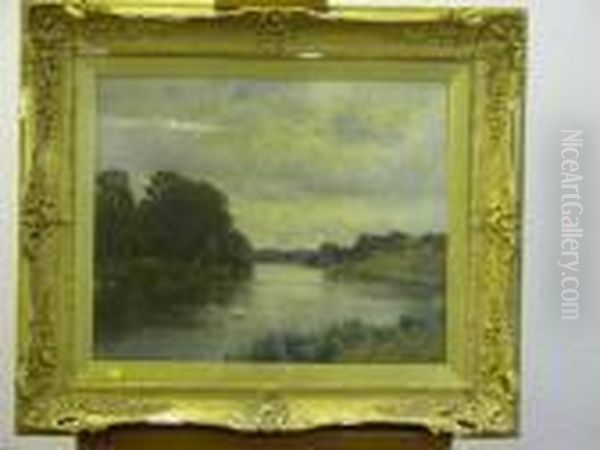 Pangborne Reach Oil Painting by Alfred de Breanski