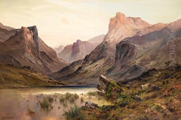 The Black Pool, Pass Of Glencoe Oil Painting by Alfred de Breanski