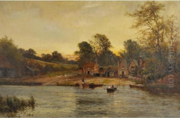 Moulsford Ferry Oil Painting by Alfred de Breanski