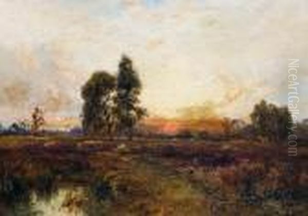 Sunset Oil Painting by Alfred de Breanski