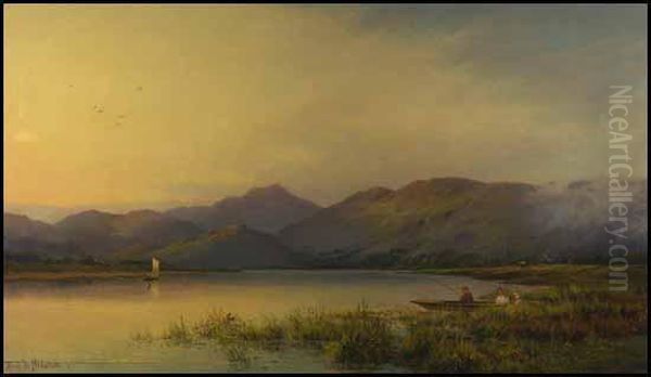 On The Lulugy, North Wales Oil Painting by Alfred de Breanski