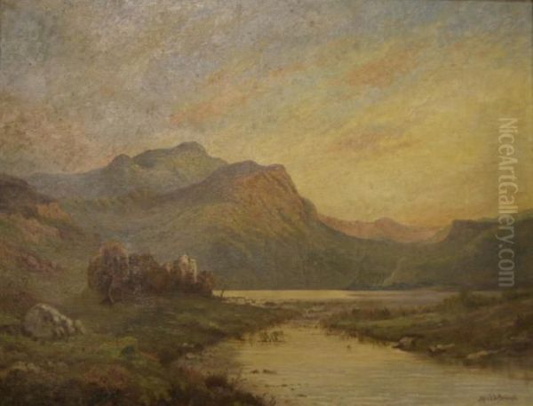 A View Of A Highland Loch Oil Painting by Alfred de Breanski