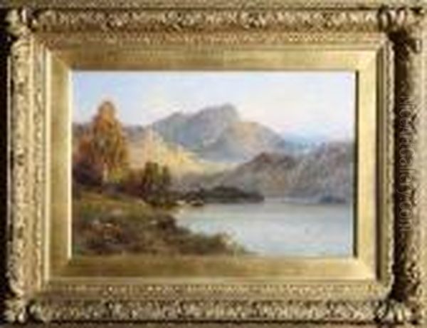 A Perthshire Lake Oil Painting by Alfred de Breanski