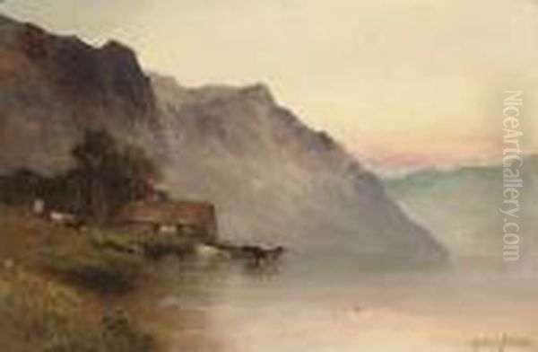 Stronlachar, Near To Loch Katrine Oil Painting by Alfred de Breanski