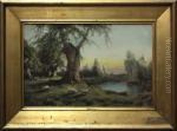 Framed Vintage Print, Grazing Sheep Oil Painting by Alfred de Breanski