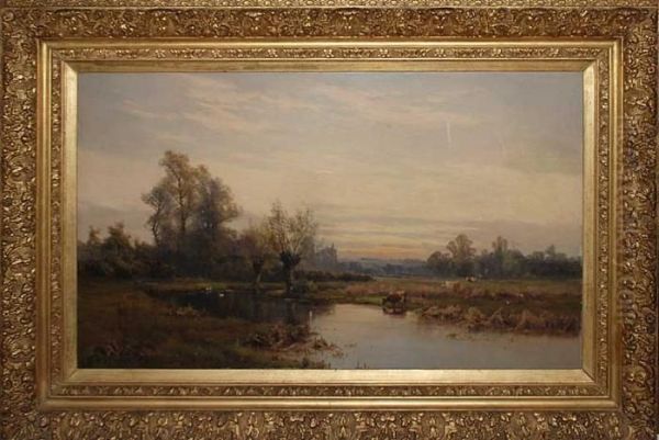 An April Evening Oil Painting by Alfred de Breanski