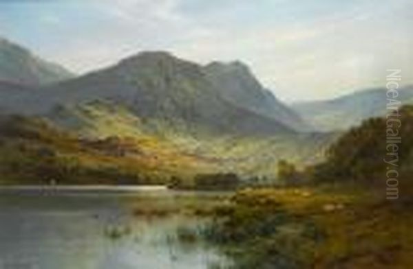 A Scotch Lake Oil Painting by Alfred de Breanski