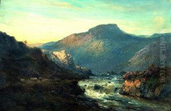 The Banks Of The Tummel Oil Painting by Alfred de Breanski