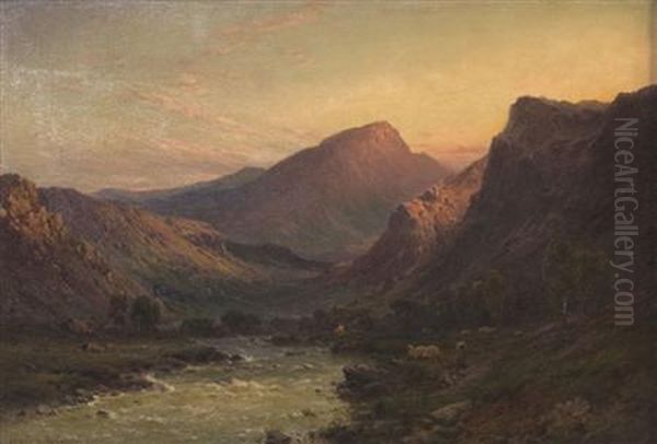 Ben Ledi At Sunset, Callander, N.b Oil Painting by Alfred de Breanski