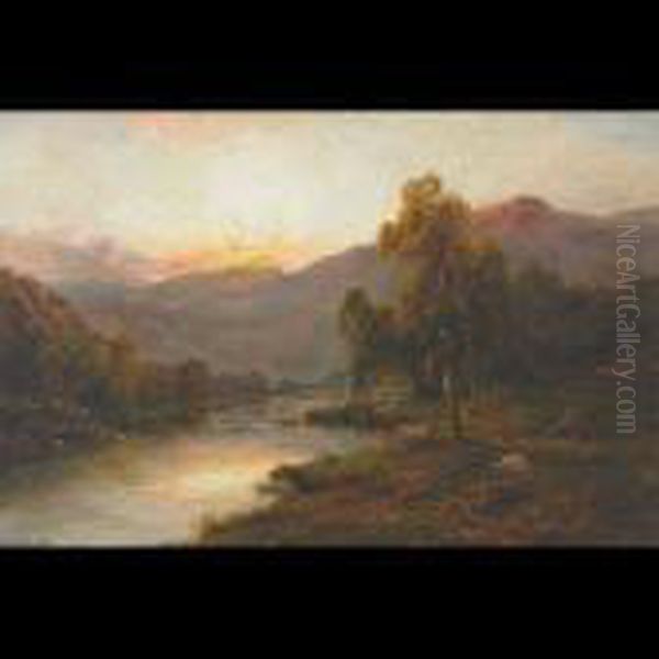 The Birches Of The Trossachs Oil Painting by Alfred de Breanski