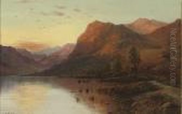 Near Arrochar Oil Painting by Alfred de Breanski