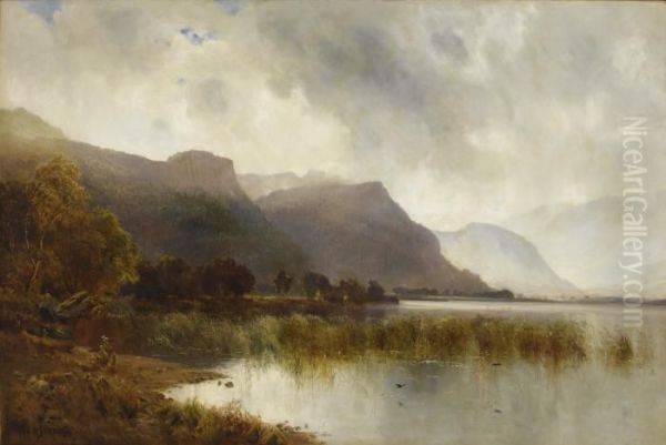 A Quiet Loch Oil Painting by Alfred de Breanski