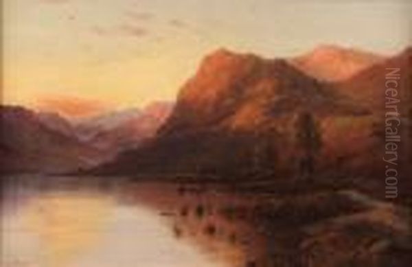 Near Arrochar Nb Oil Painting by Alfred de Breanski