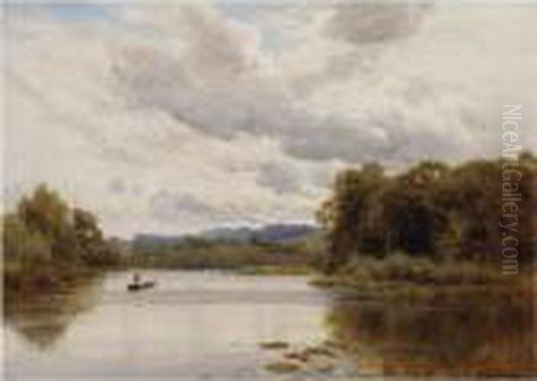 Penton Hook On Thames Oil Painting by Alfred de Breanski