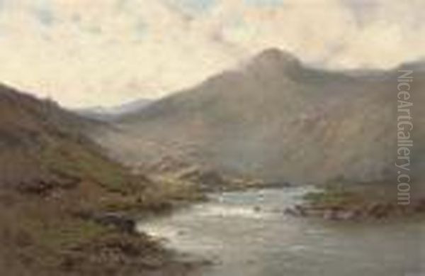 A Bend Of The Dee Oil Painting by Alfred de Breanski