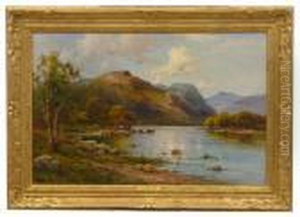 Jnr. The Lodore Hills Oil Painting by Alfred de Breanski