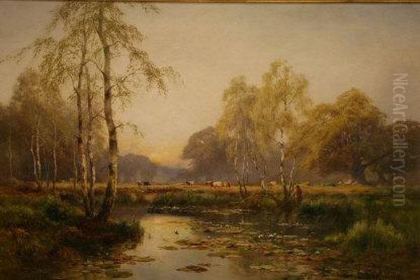 River Scene Oil Painting by Alfred de Breanski