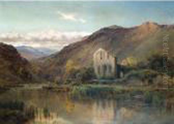 Vale Crucis Abbey, The Vale Of Llangollen Oil Painting by Alfred de Breanski