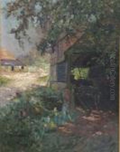 The Cart Shed Oil Painting by Alfred de Breanski