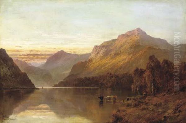 An Autumn Evening, Loch Katrine Oil Painting by Alfred de Breanski