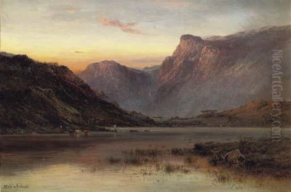 The Ben More Range At Sunset Oil Painting by Alfred de Breanski