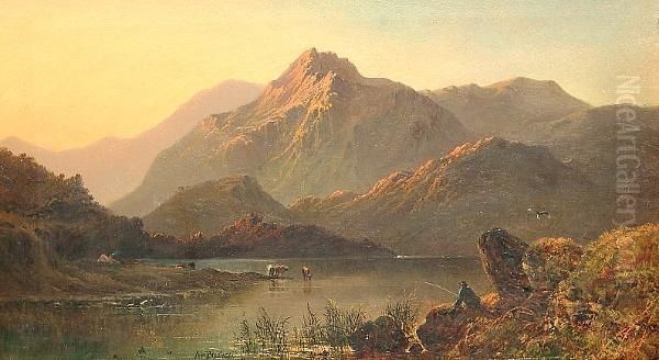 'lynn Ogwen, 10 Miles From Bangon, North Wales'. Oil Painting by Alfred de Breanski