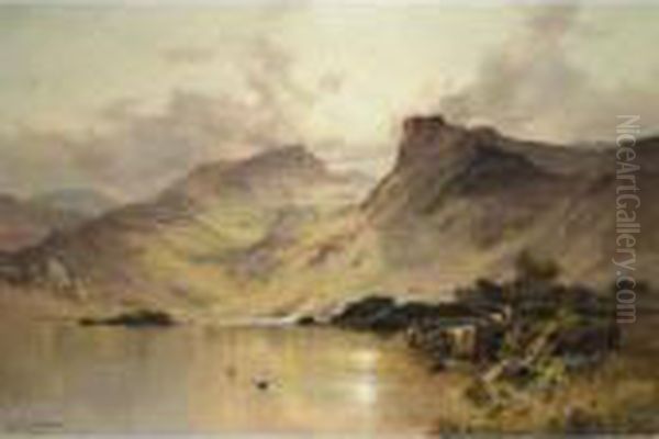 A Highland Loch Oil Painting by Alfred de Breanski