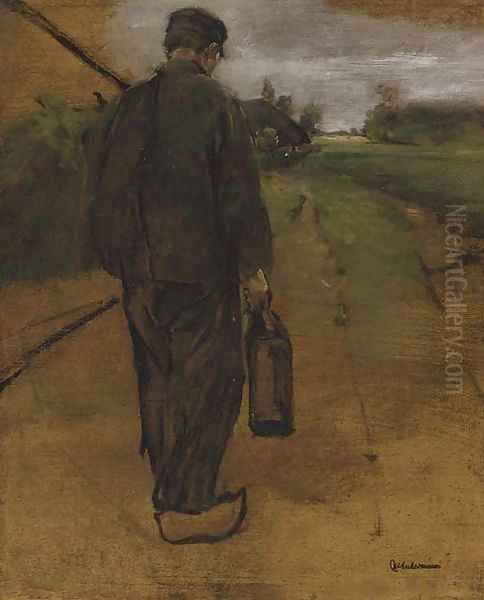 Heimkehrender Arbeiter Oil Painting by Max Liebermann