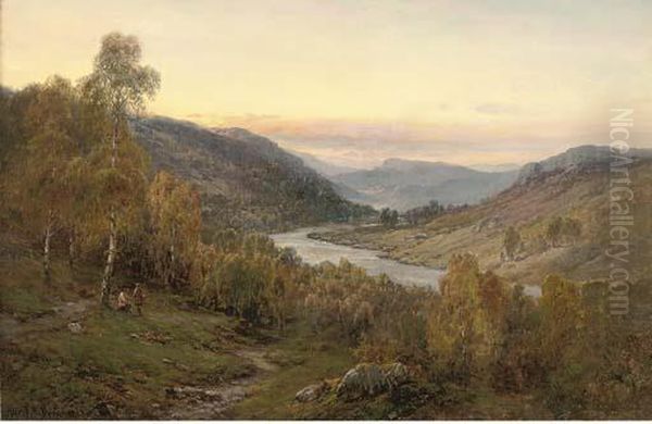 The Valley Of The Teith Oil Painting by Alfred de Breanski