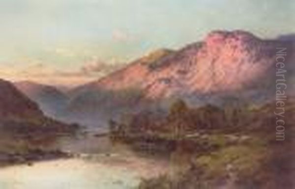 The River Tay By Dunkeld Oil Painting by Alfred de Breanski