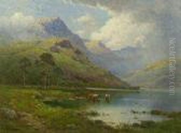 The English Lakes, At The Head Of Buttermere Oil Painting by Alfred de Breanski