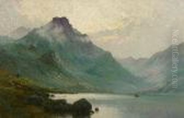 Easedale Tarn, Cumberland Oil Painting by Alfred de Breanski