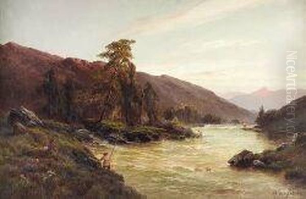 On The Tummel Oil Painting by Alfred de Breanski