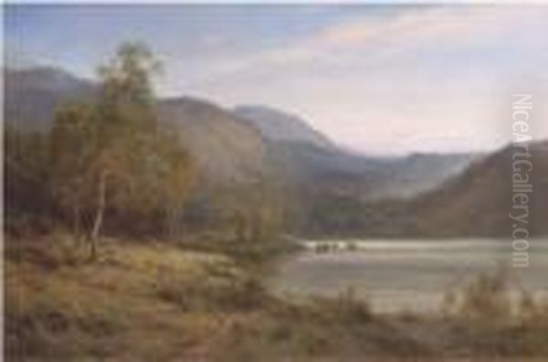 Birch-clad Hills Of Perth Oil Painting by Alfred de Breanski