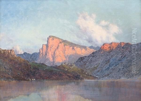 'cader Idris From Gwernan Lake, Sunset After Rain' And 'tal-y-llyn, North Wales' Oil Painting by Alfred de Breanski