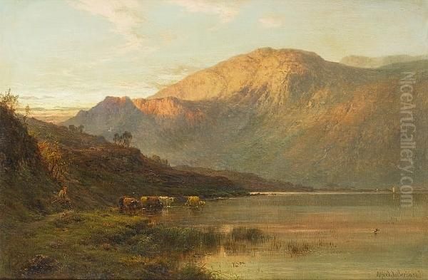 Loch Awe From Brander Pass, Nb Oil Painting by Alfred de Breanski