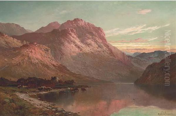 Inverlochy Castle At The Foot Of Ben Nevis Oil Painting by Alfred de Breanski