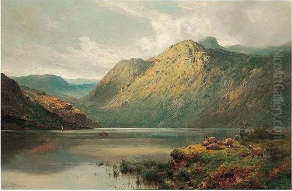 The Lake At Stronachlacher, N.b. Oil Painting by Alfred de Breanski