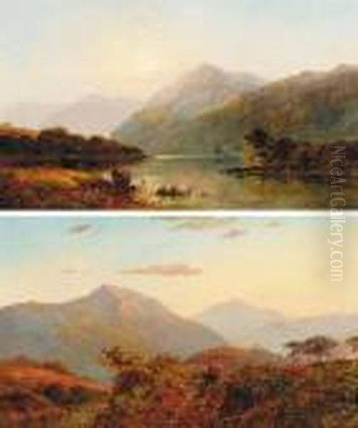 Sunrise; And Sunset, Near Capel Curig Oil Painting by Alfred de Breanski