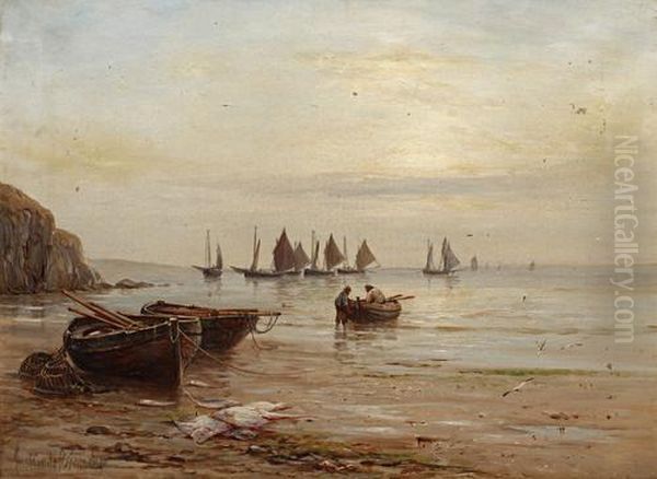 On The Coast, Cornwall Oil Painting by Gustave de Breanski